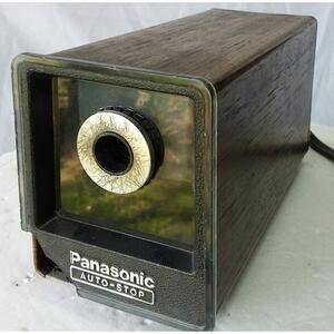 Panasonic KP-77A Vintage Auto Stop Electric Faux Wood Grain Pencil Sharpener